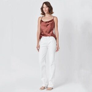 Endless Rose Brown Satin Cowl Neck Tank Top Size Small at Revolve